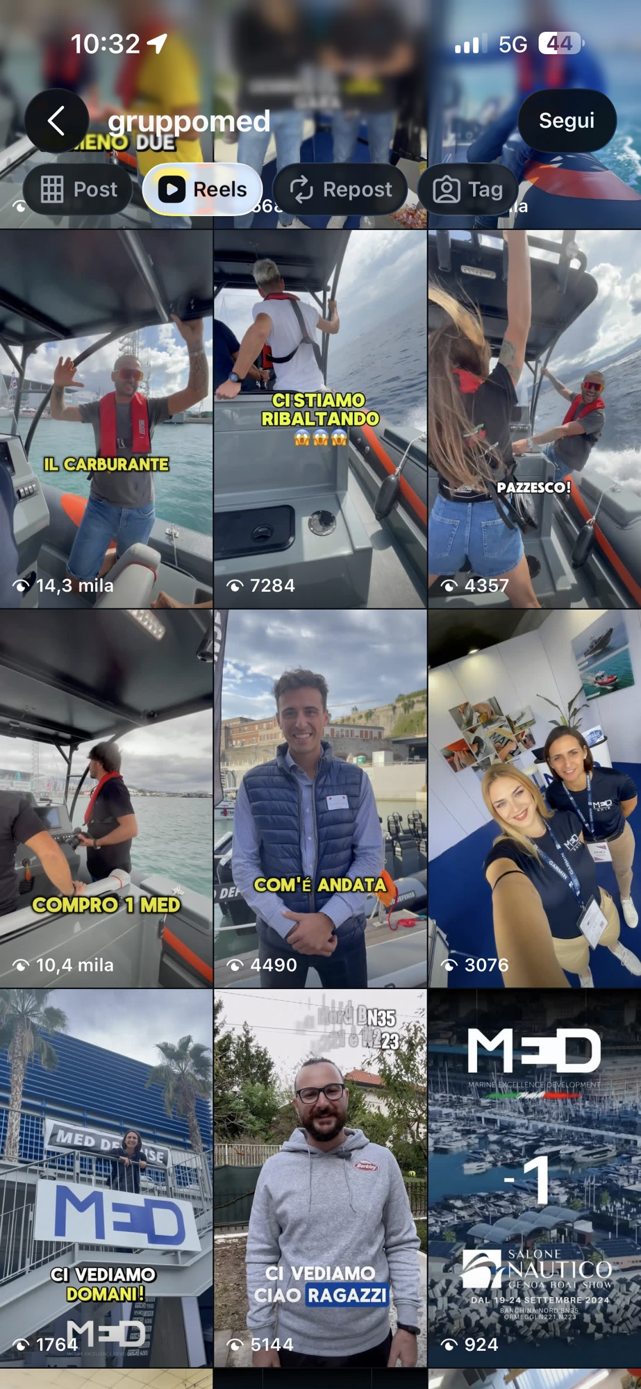 Reel Instagram del Salone — contenuti e visualizzazioni